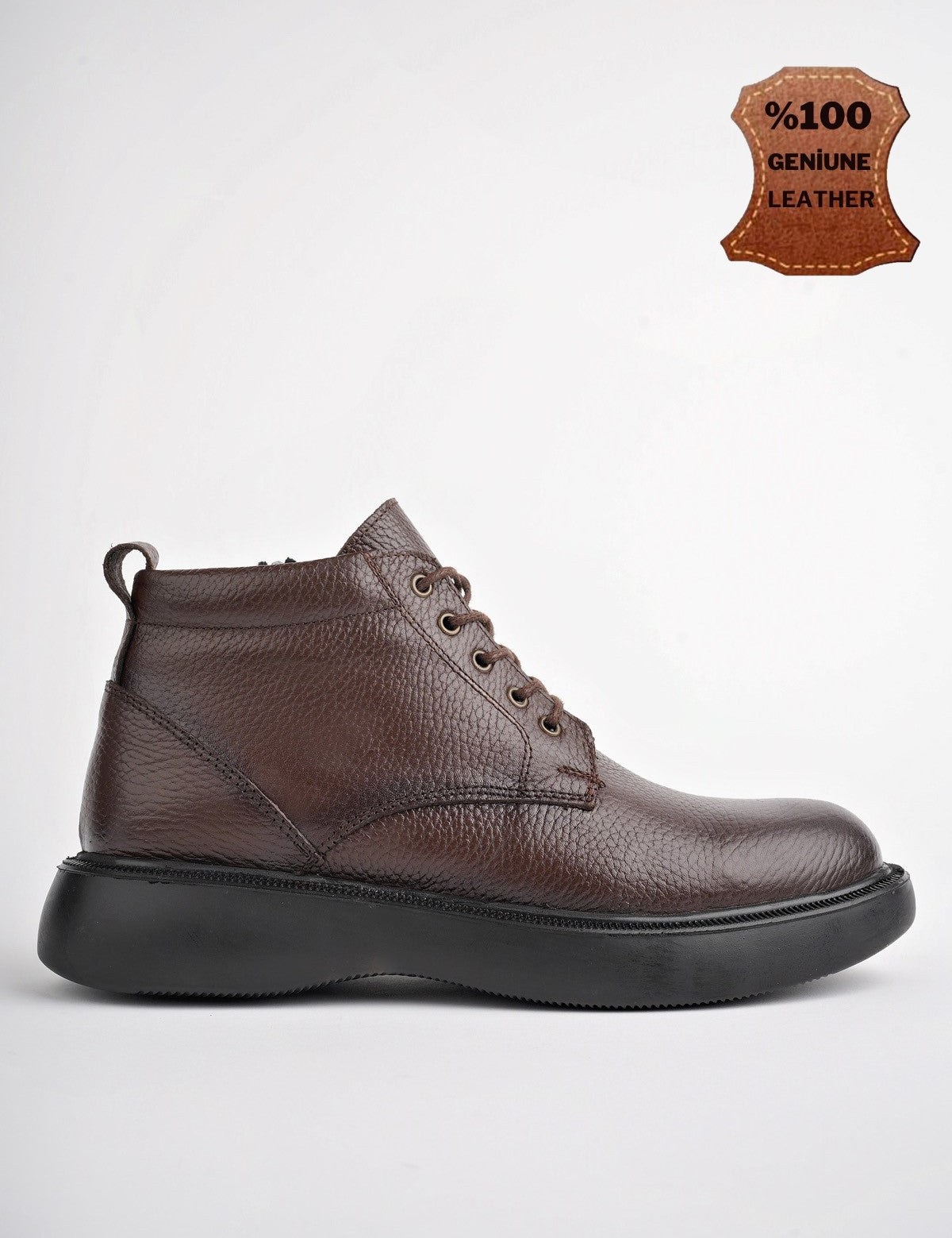 Muggo BERNARD Guaranteed Genuine Leather Laced Zippered Non-Slip Sole Casual Men Boot