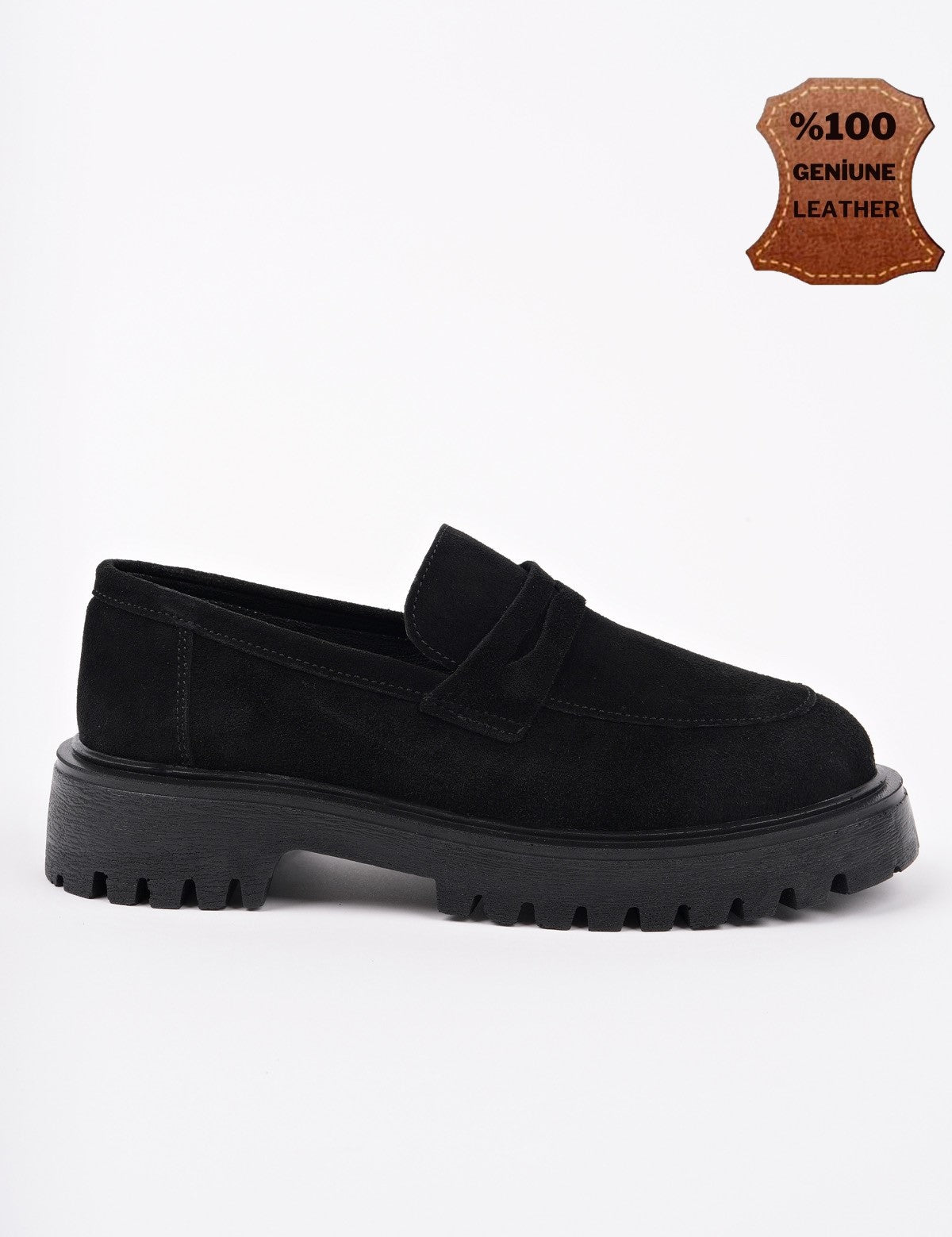 Muggo PARADISE Genuine Leather Thick Sole Casual Moccasin Women Loafer Shoes- Suede