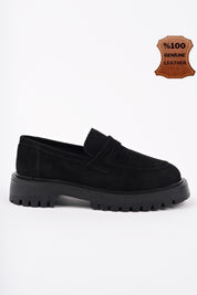 Muggo PARADISE Genuine Leather Thick Sole Casual Moccasin Women Loafer Shoes- Suede