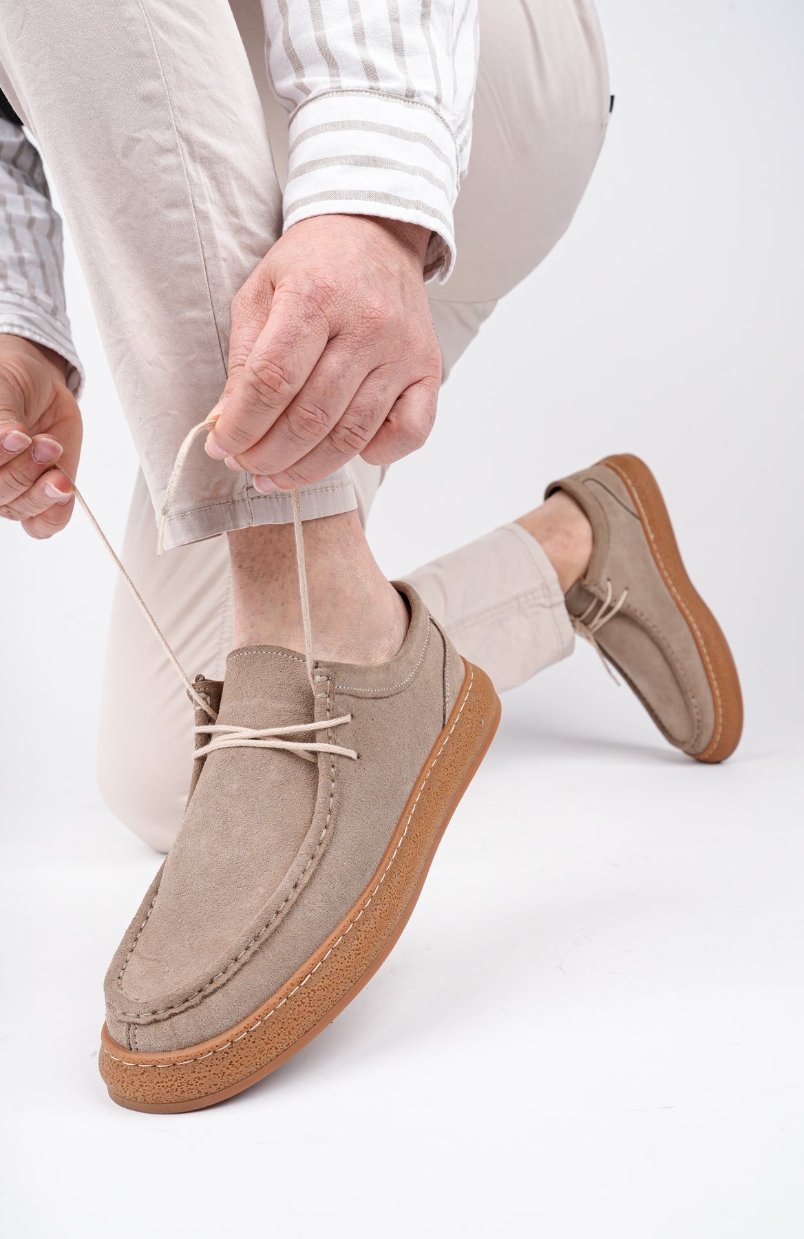 Muggo SANCHEZ Classic Genuine Leather Casual Orthopedic Laced Men Casual Shoes- Suede