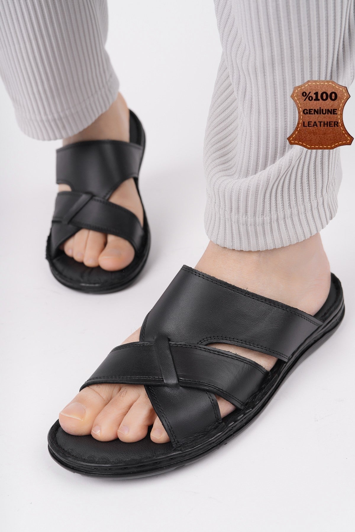 Muggo Eco Guaranteed Men Casual Genuine Leather Comfortable Soft Sole Orthopedic Slippers
