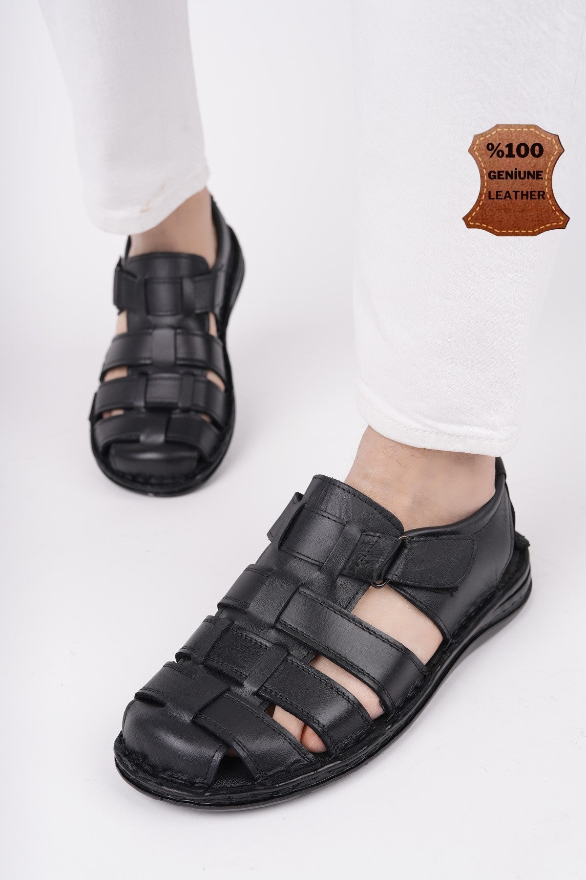 Muggo Edinburg Guaranteed Men Casual Genuine Leather Comfortable Soft Sole Orthopedic Sandal