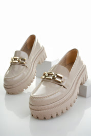 Muggo SAMANTHA Guaranteed Women Loafer Thick Sole Buckled Casual Moccasin Shoes