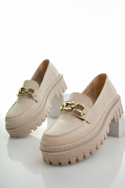 Muggo SAMANTHA Guaranteed Women Loafer Thick Sole Buckled Casual Moccasin Shoes