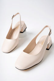 Muggo LOIS Guaranteed Backless Square-Toed Women Short Heeled Shoes