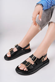 Muggo MEGGIE Double-Strap Adjustable Buckle Daily Women’s Sandal