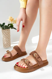 Muggo OVELA Double-Strap Adjustable Belted Casual Women Slippers