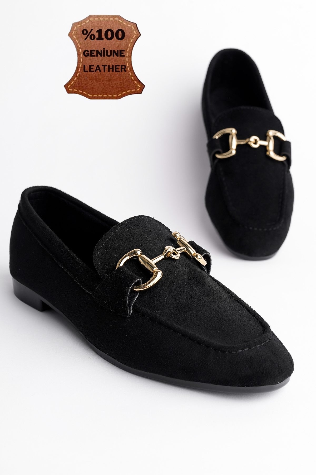 Muggo MONA Guaranteed Metal Buckled Leather Women Loafer Casual Shoes