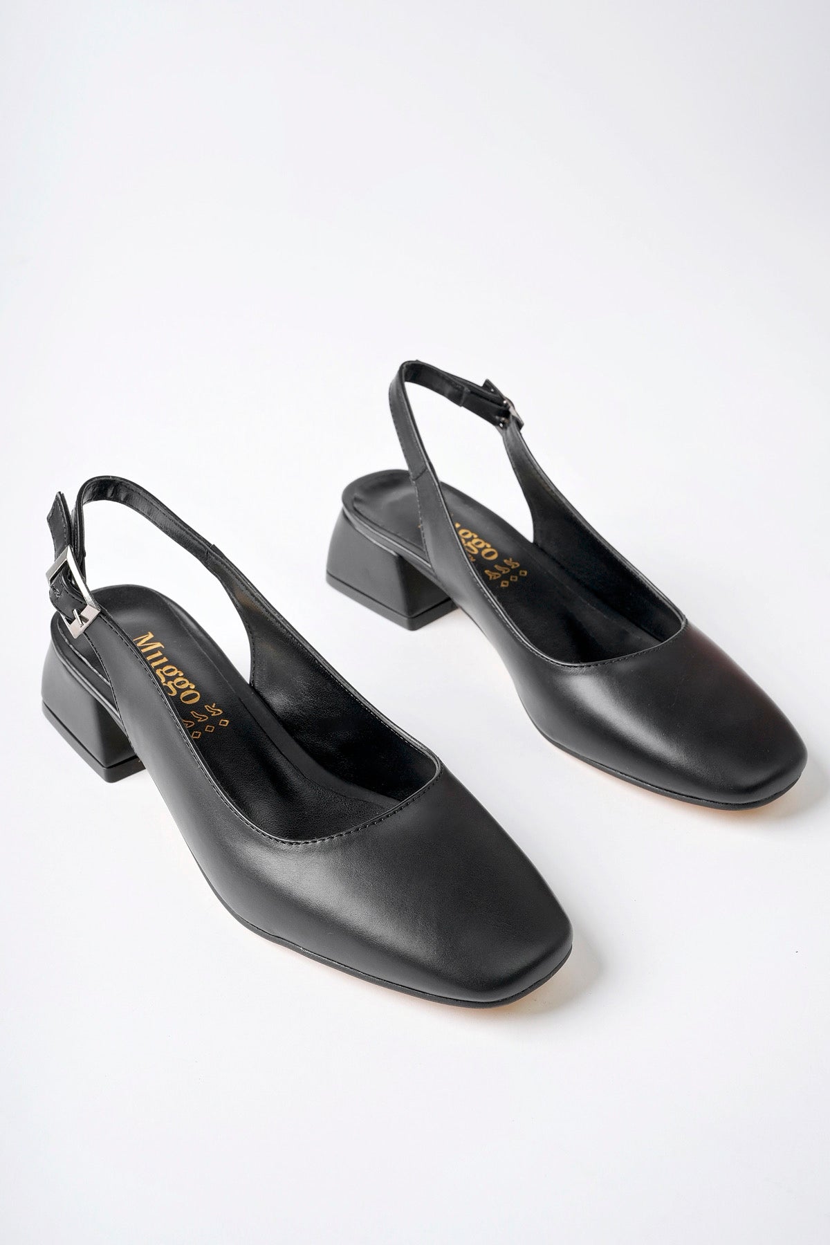 Muggo LOIS Guaranteed Backless Square-Toed Women Short Heeled Shoes