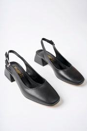 Muggo LOIS Guaranteed Backless Square-Toed Women Short Heeled Shoes