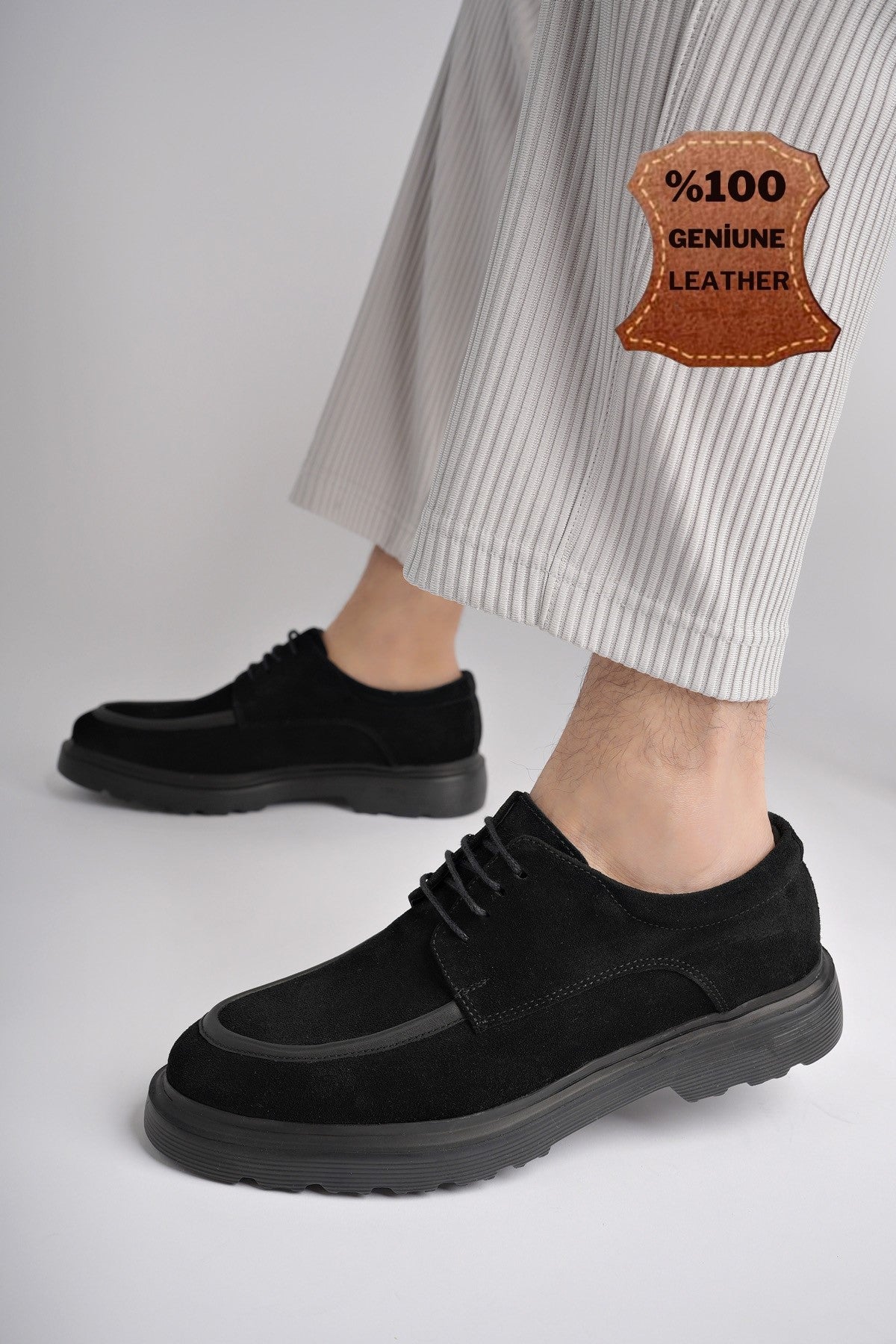 Muggo SAMUEL Guaranteed Casual Classic Genuine Leather Casual Comfortable Orthopedic Thick Sole Men Shoes-  Suede
