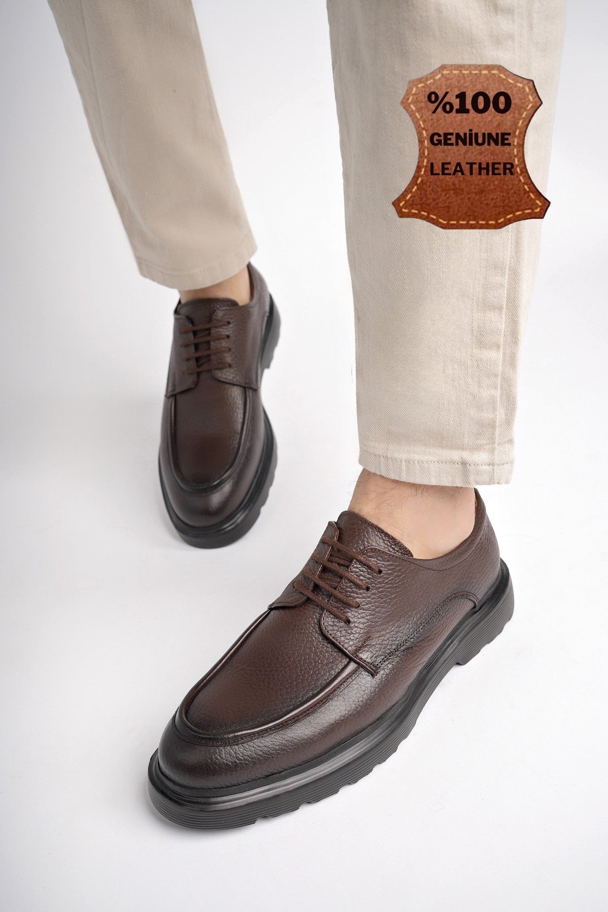 Muggo SAMUEL Guaranteed Casual Classic Genuine Leather Casual Comfortable Orthopedic Thick Sole Men Shoes