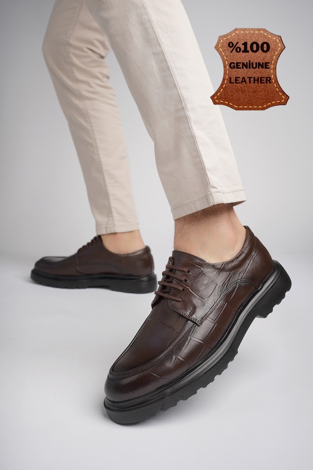 Muggo NORMAN Guaranteed Casual Classic Genuine Leather Casual  Comfortable Orthopedic Thick Sole Men Shoes