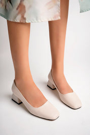 Muggo LILITH Guaranteed Square-Toed Short Heeled Women Casual Shoes