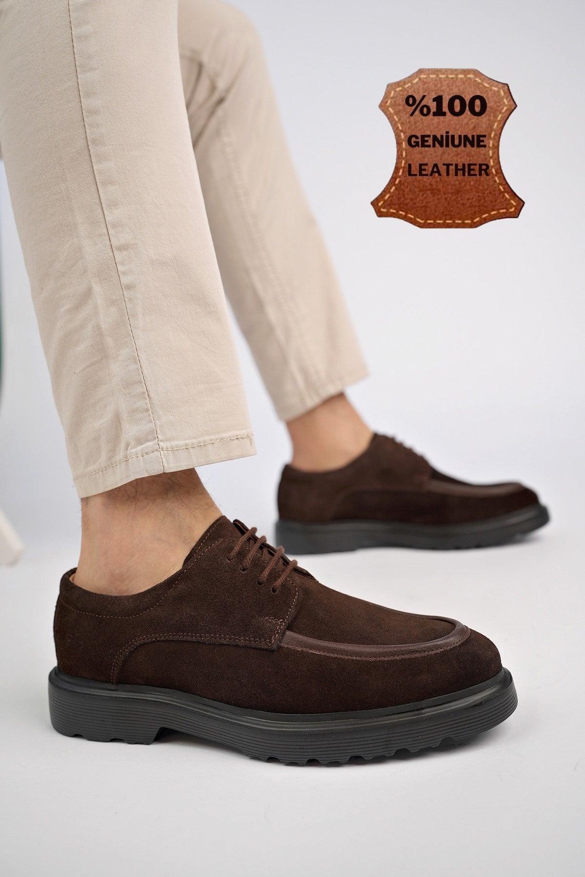 Muggo SAMUEL Guaranteed Casual Classic Genuine Leather Casual Comfortable Orthopedic Thick Sole Men Shoes-  Suede