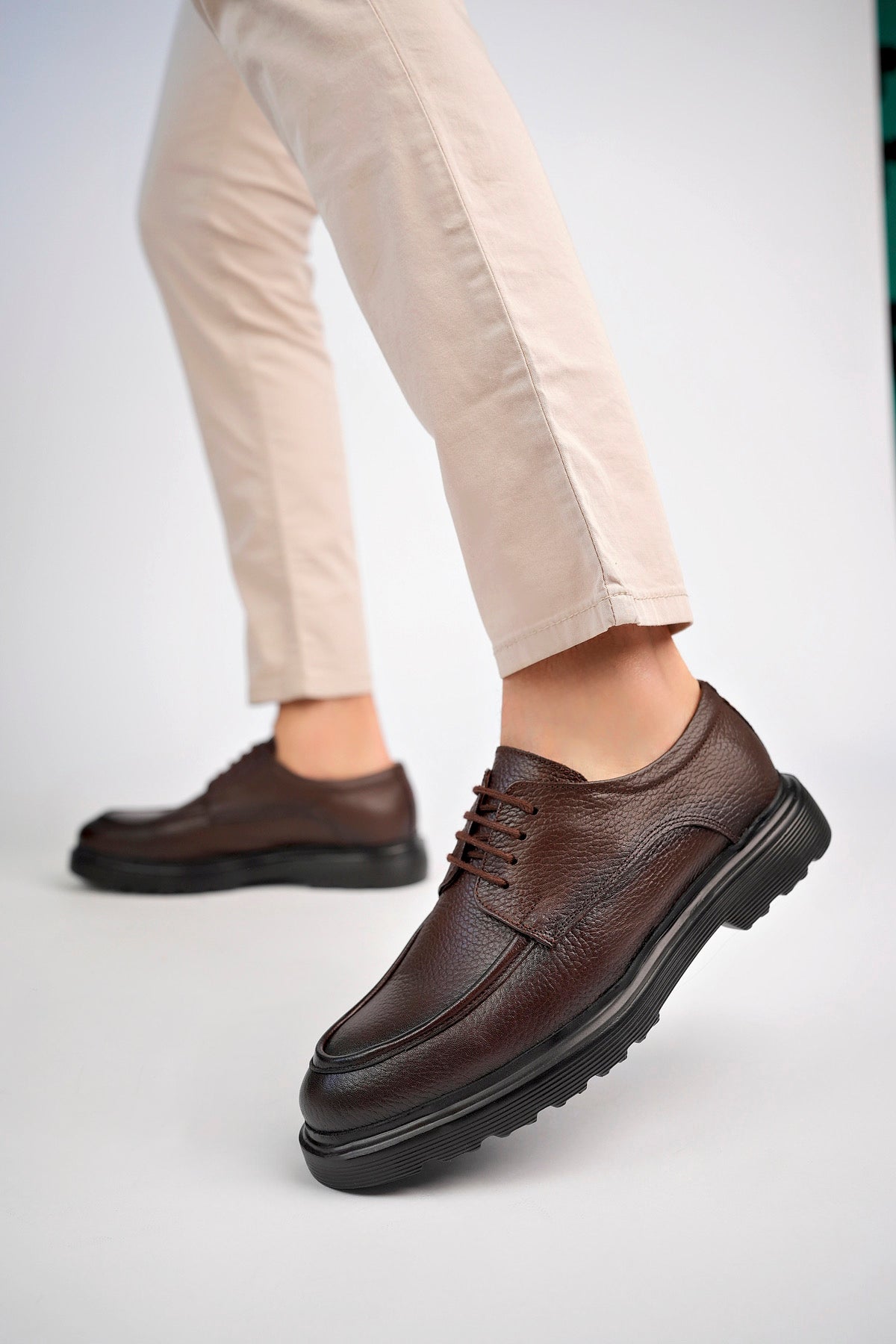 Muggo SAMUEL Guaranteed Casual Classic Genuine Leather Casual Comfortable Orthopedic Thick Sole Men Shoes