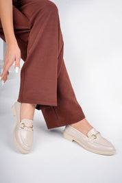 Muggo SUSSIE Guaranteed Metal Buckled Women Loafer Casual Shoes