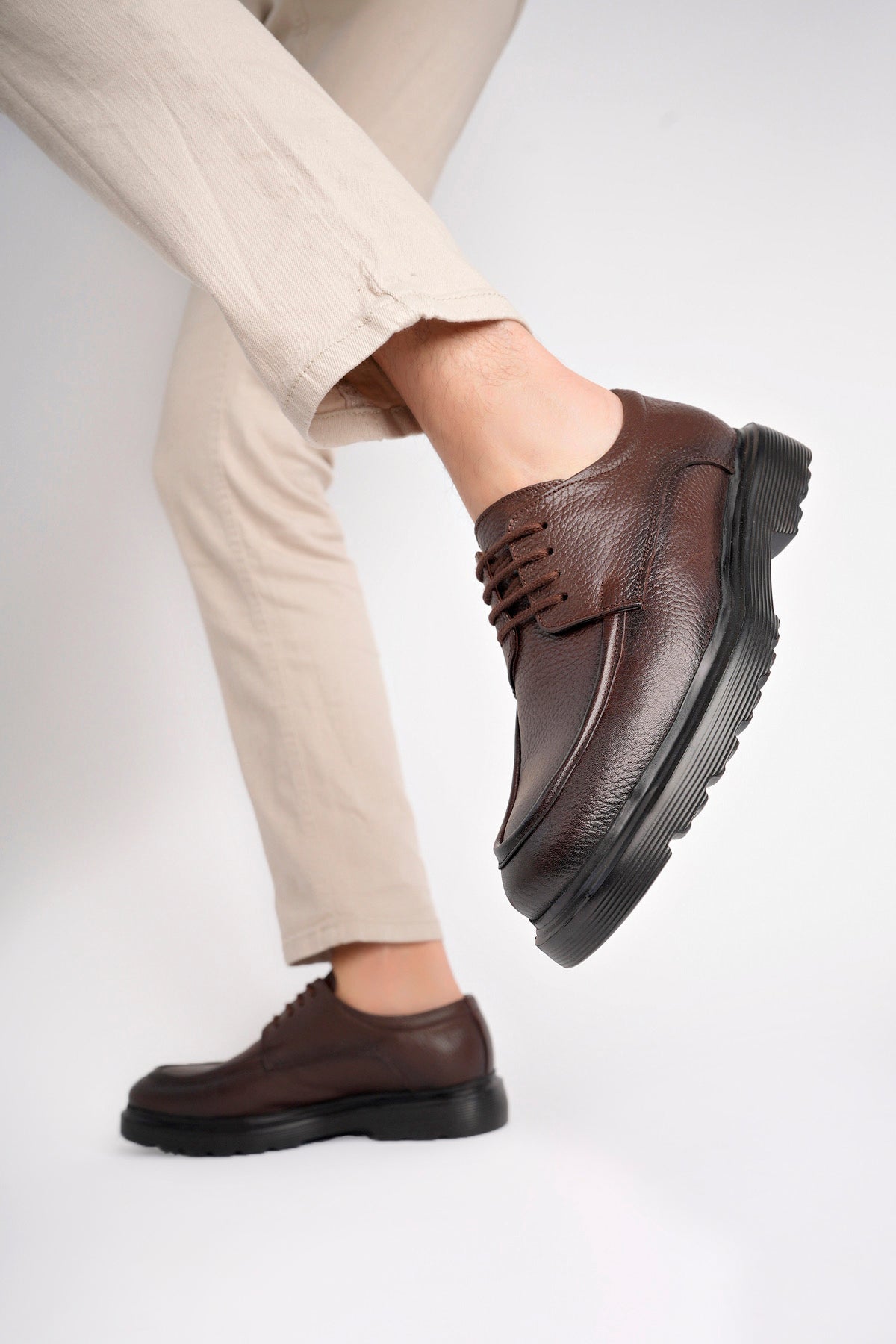 Muggo SAMUEL Guaranteed Casual Classic Genuine Leather Casual Comfortable Orthopedic Thick Sole Men Shoes