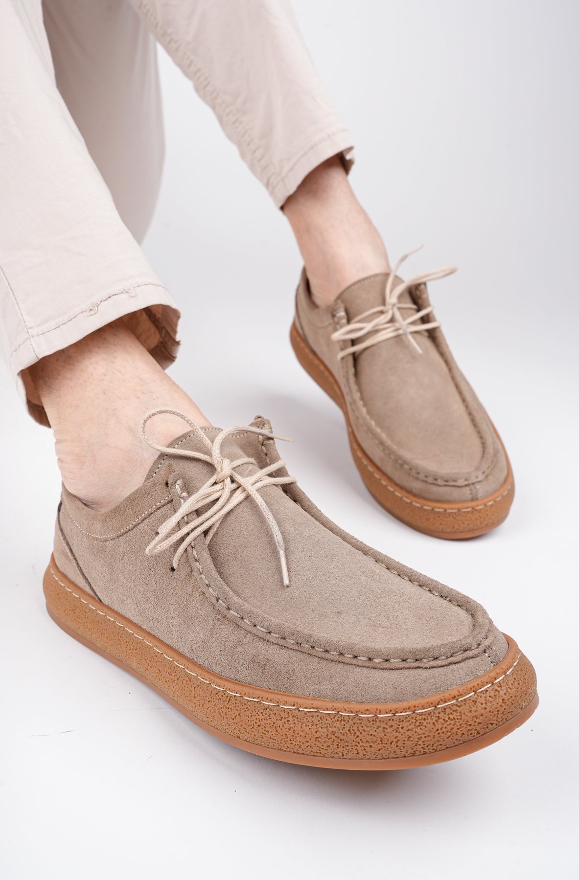 Muggo SANCHEZ Classic Genuine Leather Casual Orthopedic Laced Men Casual Shoes- Suede