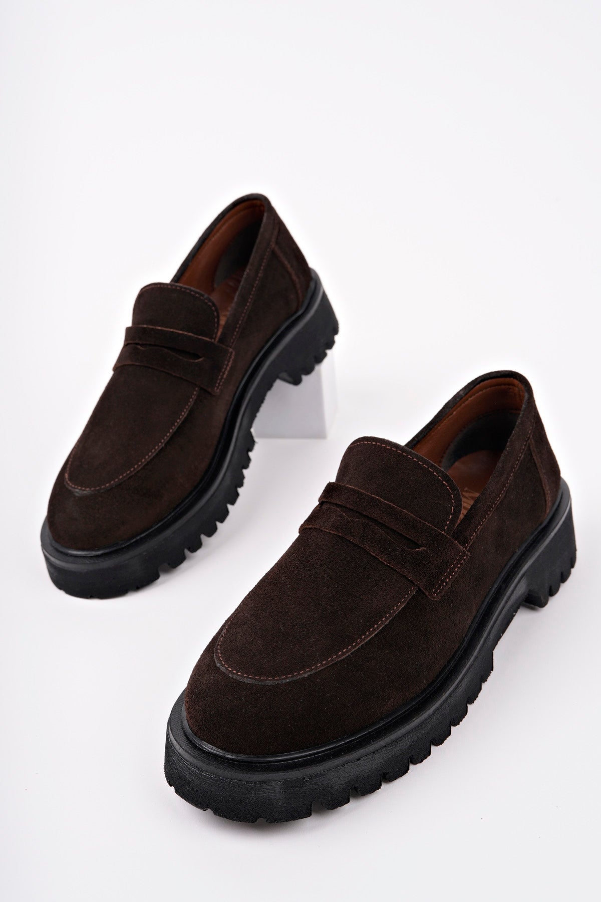 Muggo PARADISE Genuine Leather Thick Sole Casual Moccasin Women Loafer Shoes- Suede