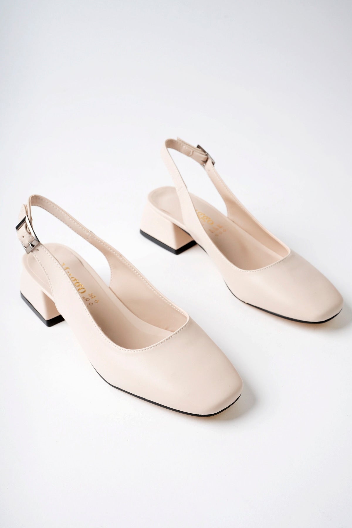 Muggo LOIS Guaranteed Backless Square-Toed Women Short Heeled Shoes