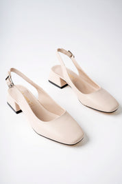 Muggo LOIS Guaranteed Backless Square-Toed Women Short Heeled Shoes
