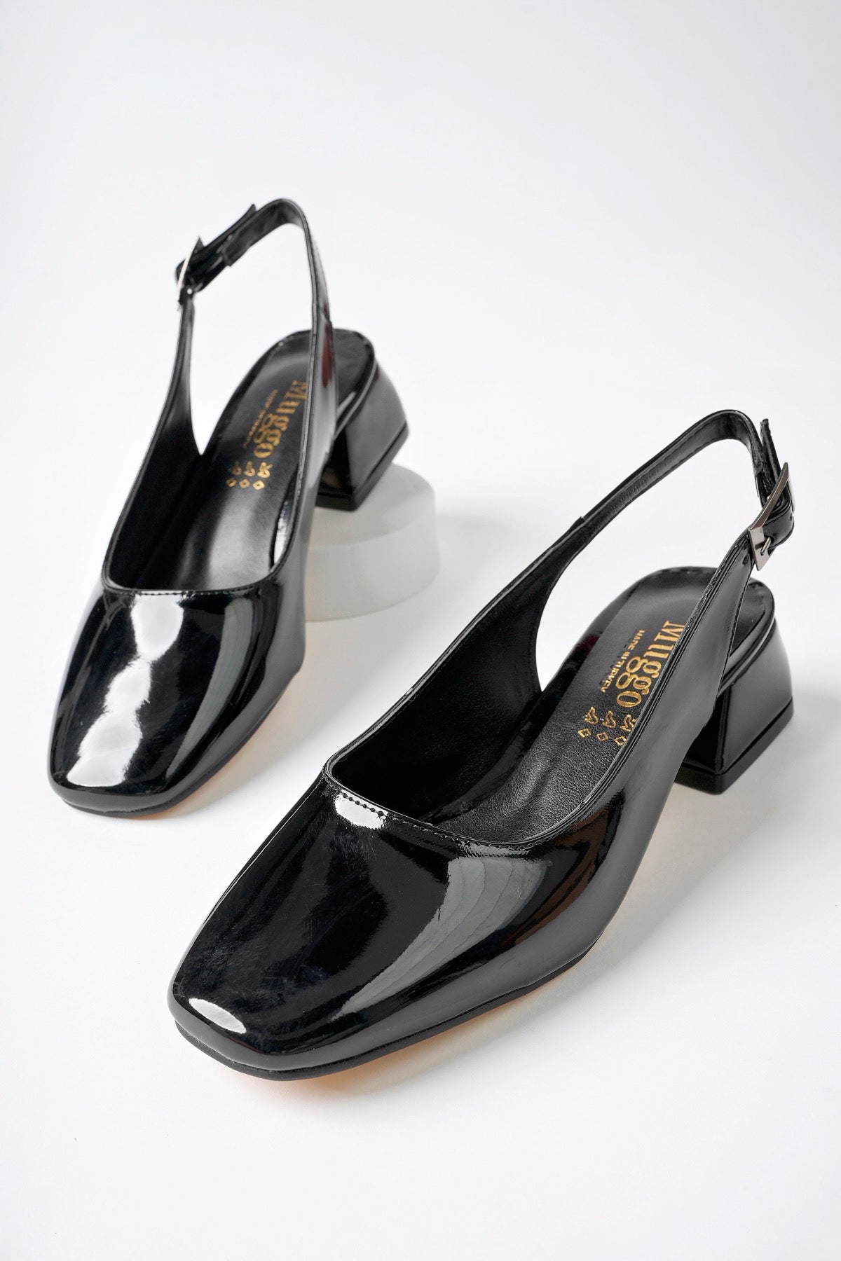 Muggo LOIS Guaranteed Backless Square-Toed Women Short Heeled Shoes
