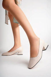 Muggo LILITH Guaranteed Square-Toed Short Heeled Women Casual Shoes