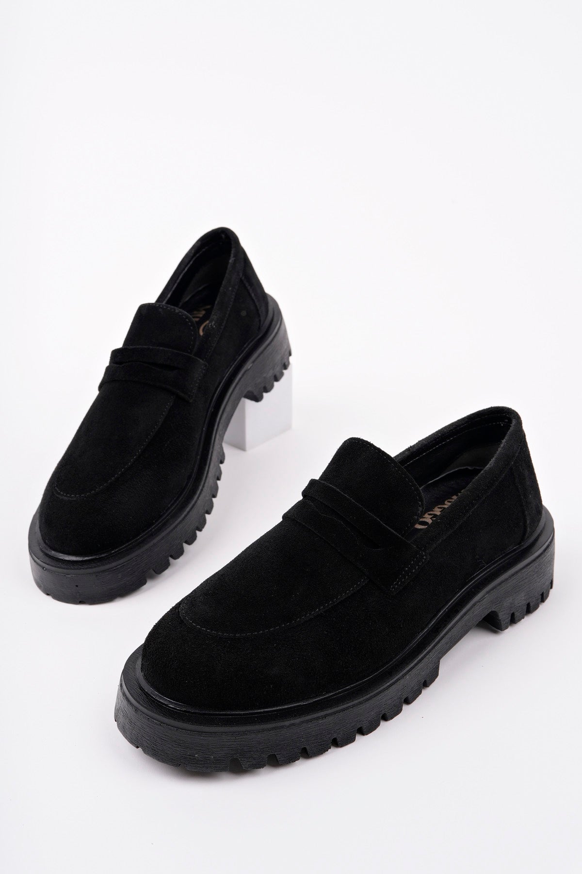 Muggo PARADISE Genuine Leather Thick Sole Casual Moccasin Women Loafer Shoes- Suede