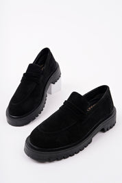 Muggo PARADISE Genuine Leather Thick Sole Casual Moccasin Women Loafer Shoes- Suede