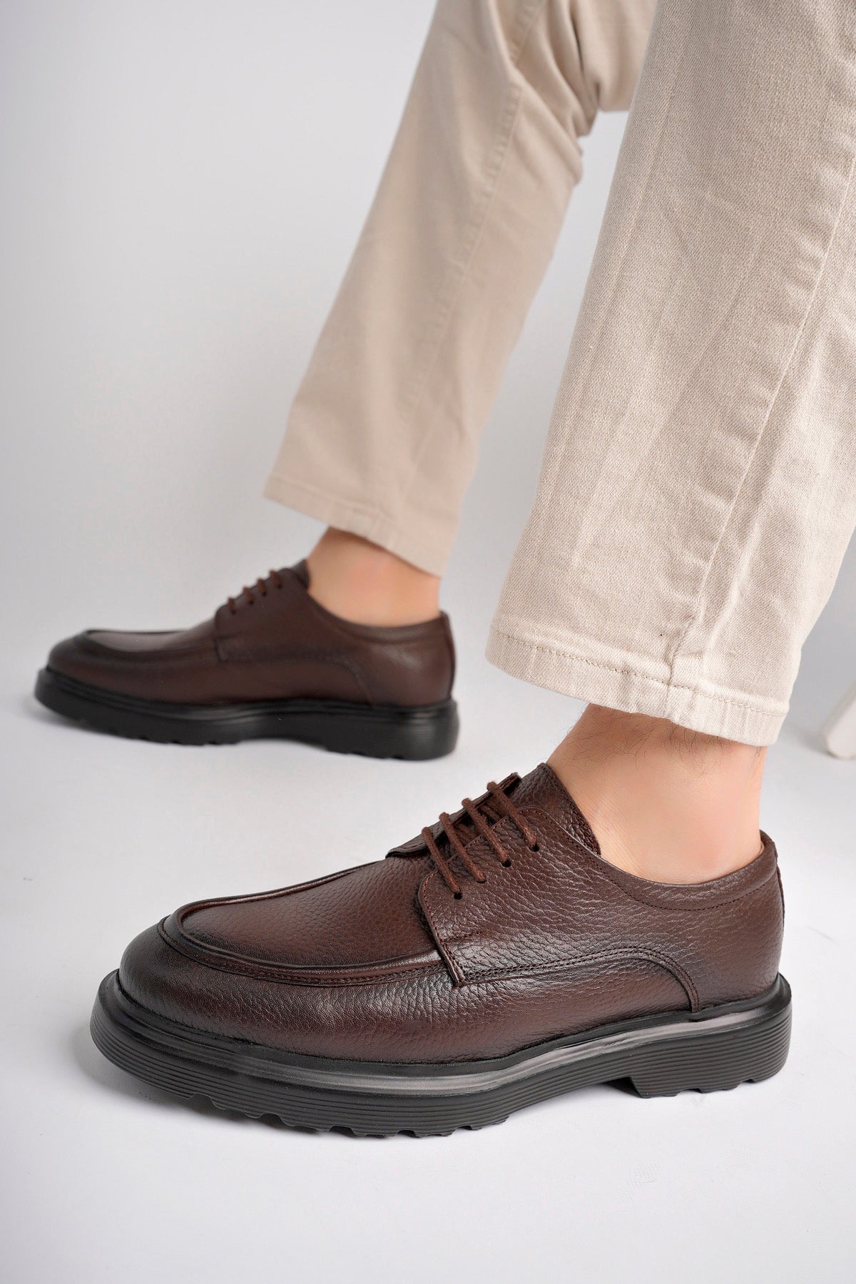 Muggo SAMUEL Guaranteed Casual Classic Genuine Leather Casual Comfortable Orthopedic Thick Sole Men Shoes