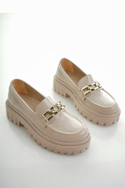 Muggo SAMANTHA Guaranteed Women Loafer Thick Sole Buckled Casual Moccasin Shoes