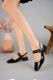 Muggo JANE Guaranteed Backless Square-Toed Women Casual Short Heeled Shoes