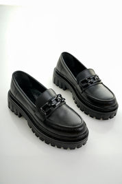 Muggo SAMANTHA Guaranteed Women Loafer Thick Sole Buckled Casual Moccasin Shoes