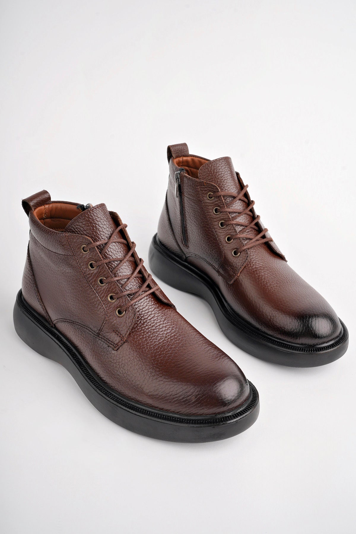 Muggo BERNARD Guaranteed Genuine Leather Laced Zippered Non-Slip Sole Casual Men Boot