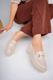 Muggo SUSSIE Guaranteed Metal Buckled Women Loafer Casual Shoes