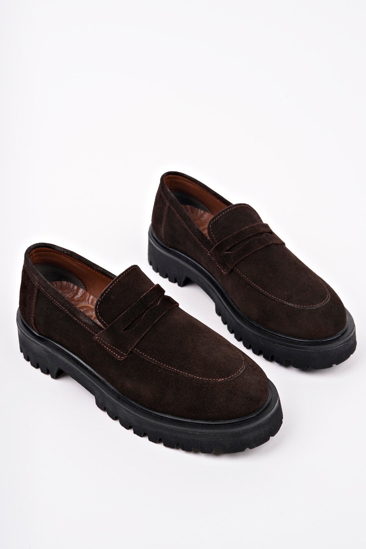 Muggo PARADISE Genuine Leather Thick Sole Casual Moccasin Women Loafer Shoes- Suede