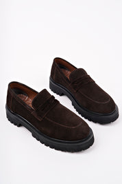 Muggo PARADISE Genuine Leather Thick Sole Casual Moccasin Women Loafer Shoes- Suede
