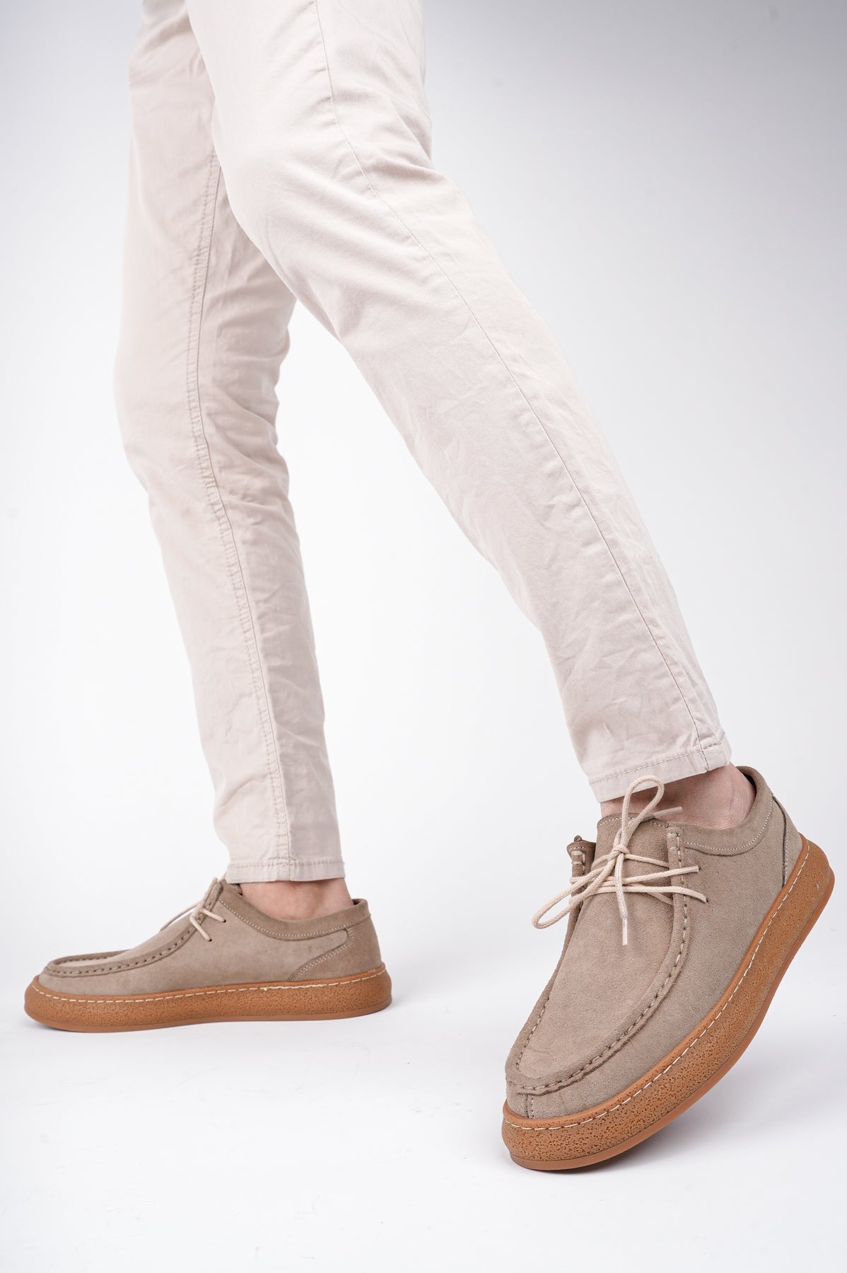 Muggo SANCHEZ Classic Genuine Leather Casual Orthopedic Laced Men Casual Shoes- Suede