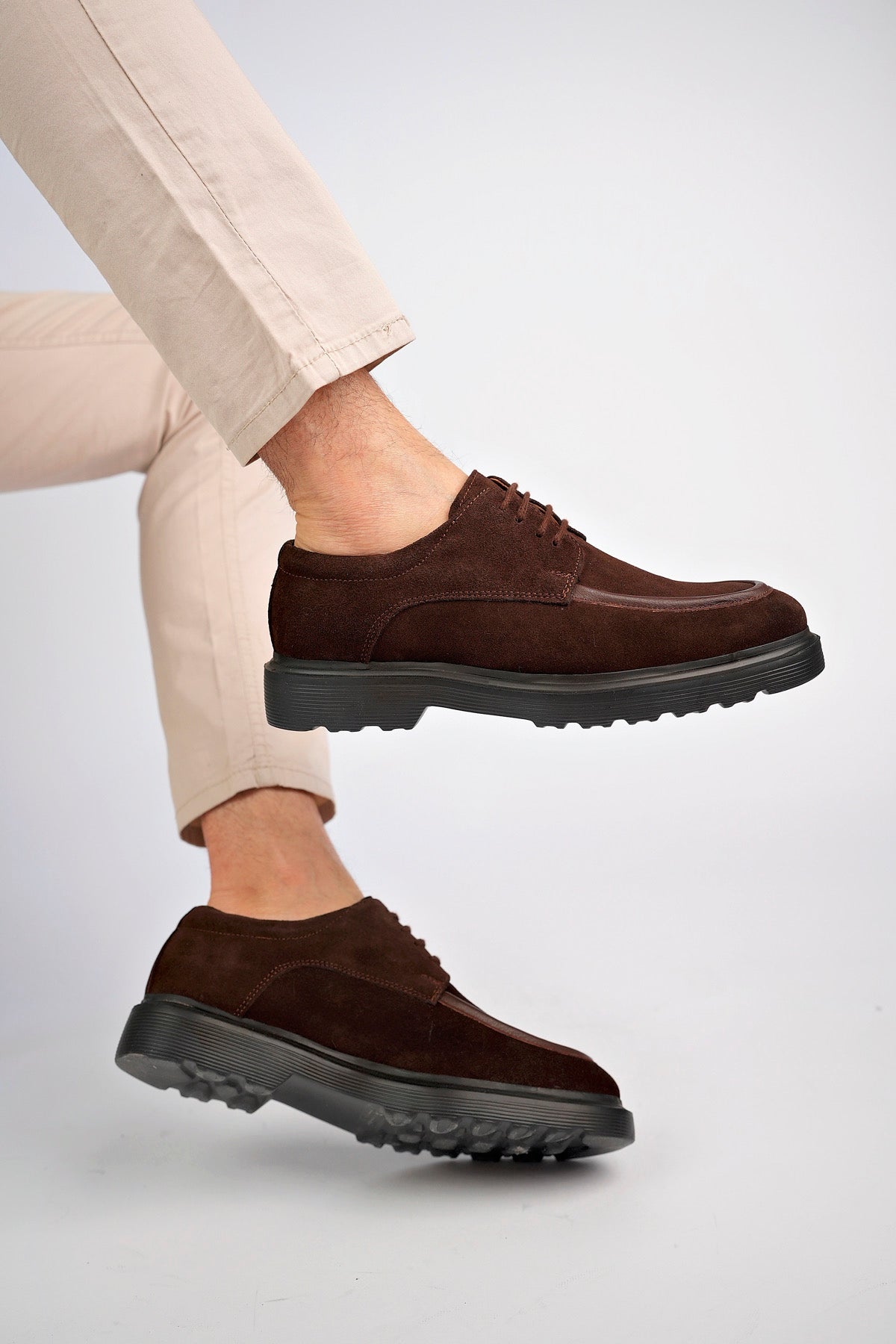Muggo SAMUEL Guaranteed Casual Classic Genuine Leather Casual Comfortable Orthopedic Thick Sole Men Shoes-  Suede