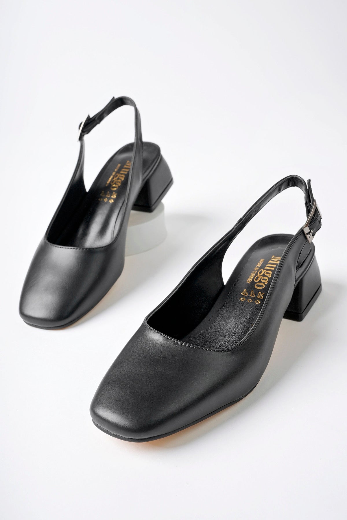 Muggo LOIS Guaranteed Backless Square-Toed Women Short Heeled Shoes