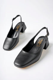 Muggo LOIS Guaranteed Backless Square-Toed Women Short Heeled Shoes