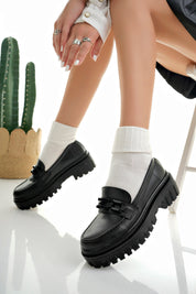Muggo SAMANTHA Guaranteed Women Loafer Thick Sole Buckled Casual Moccasin Shoes