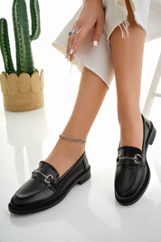 Muggo SUSSIE Guaranteed Metal Buckled Women Loafer Casual Shoes