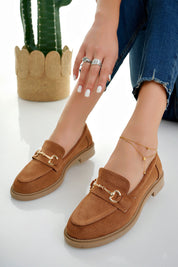Muggo SUSSIE Guaranteed Metal Buckled Women Loafer Casual Shoes