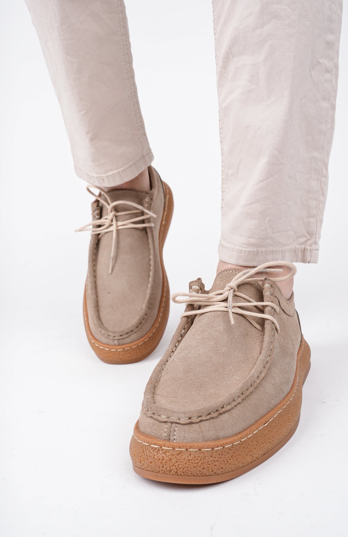Muggo SANCHEZ Classic Genuine Leather Casual Orthopedic Laced Men Casual Shoes- Suede