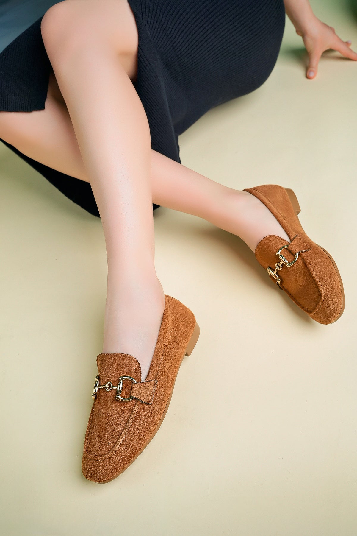Muggo MONA Guaranteed Metal Buckled Leather Women Loafer Casual Shoes