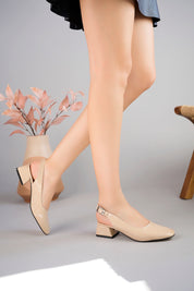 Muggo LOIS Guaranteed Backless Square-Toed Women Short Heeled Shoes