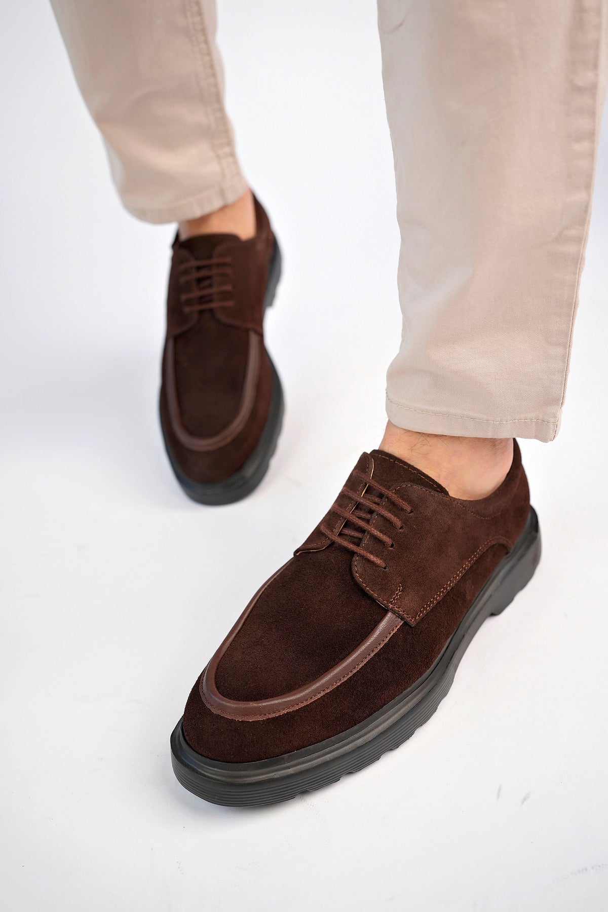 Muggo SAMUEL Guaranteed Casual Classic Genuine Leather Casual Comfortable Orthopedic Thick Sole Men Shoes-  Suede