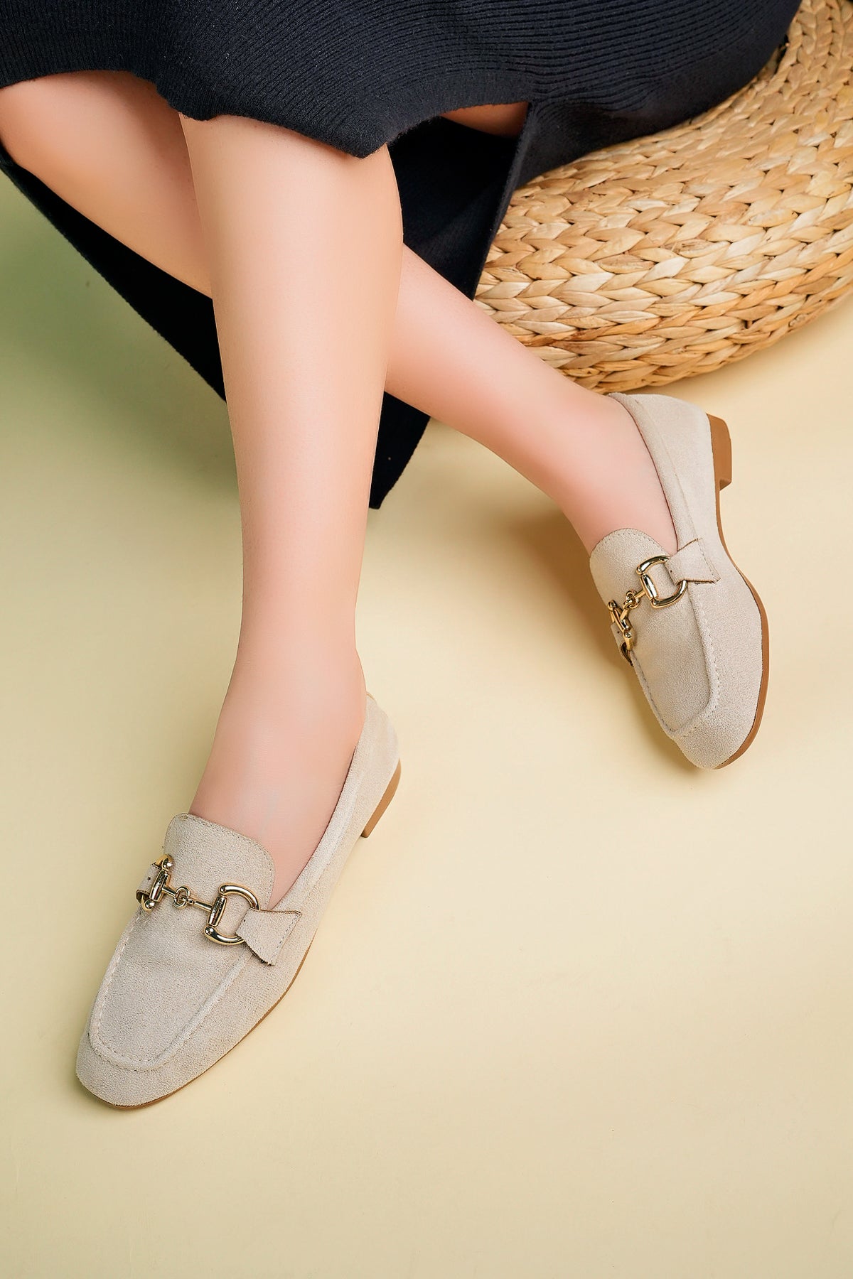Muggo MONA Guaranteed Metal Buckled Leather Women Loafer Casual Shoes
